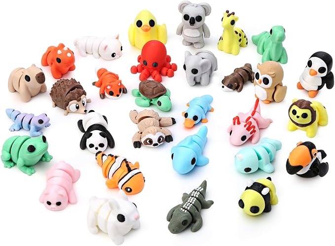 Gencokok 30PCS 3D Printed Animals Set, Mini 3D Printed Animals, Animal Figurines Exquisite Cute Pocket Pets Toy, Cute Arti...