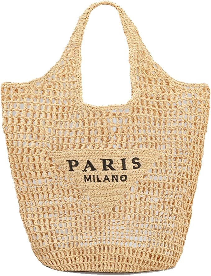 POOOPSSD New Woven Bag, Straw Mesh Tote Bag, Beach, Shoulder Bag, Hobo Women, Foldable Large Capacity, for Holiday.