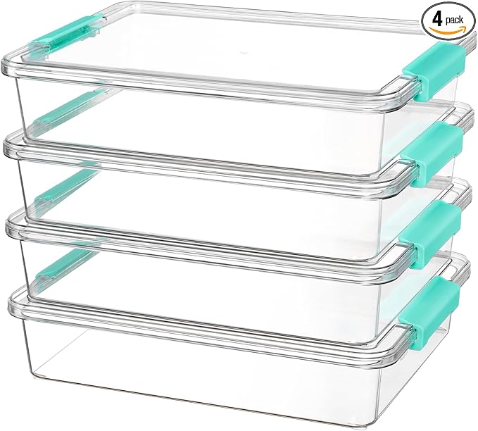 Vtopmart 6 Qt Plastic Storage Bins with Lids, Clear Sensory Bins, Arts Crafts Organizers and Storage, Stackable Containers...