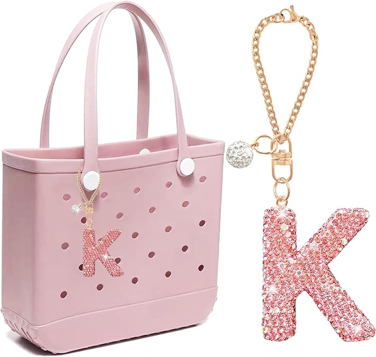 BOAJUNWU Bogg Bag Accessories,Bogg Bag Charms Keychain for Women Girls,Letter Charms for Beach Bitty Bogg Handbags Tote Bags