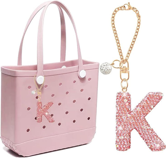 BOAJUNWU Bogg Bag Accessories,Bogg Bag Charms Keychain for Women Girls,Letter Charms for Beach Bitty Bogg Handbags Tote Bags