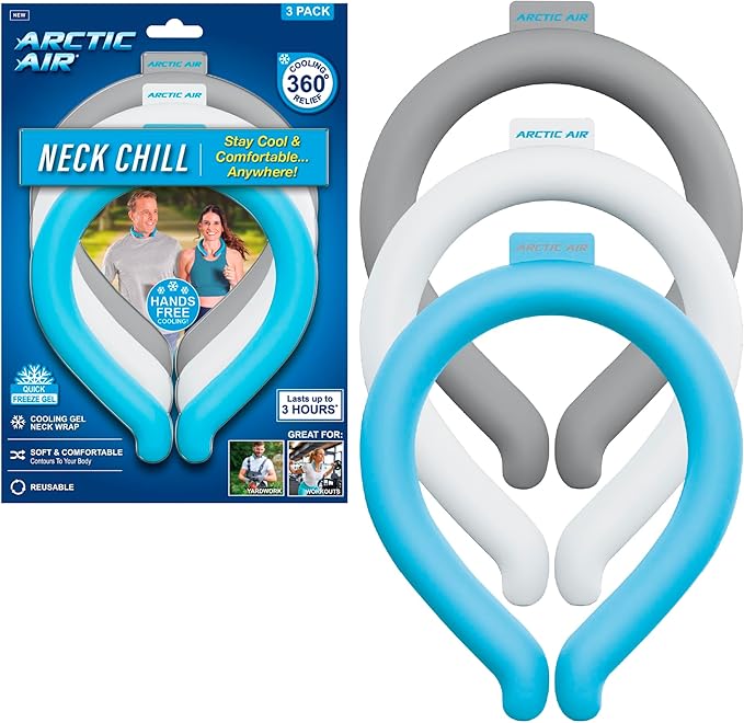 Arctic Air Neck Chill, Neck Cooling Tube, Hands Free Cooling, Quick Freeze Gel, Wearable Body Coolers for Hot Weather, Reu...