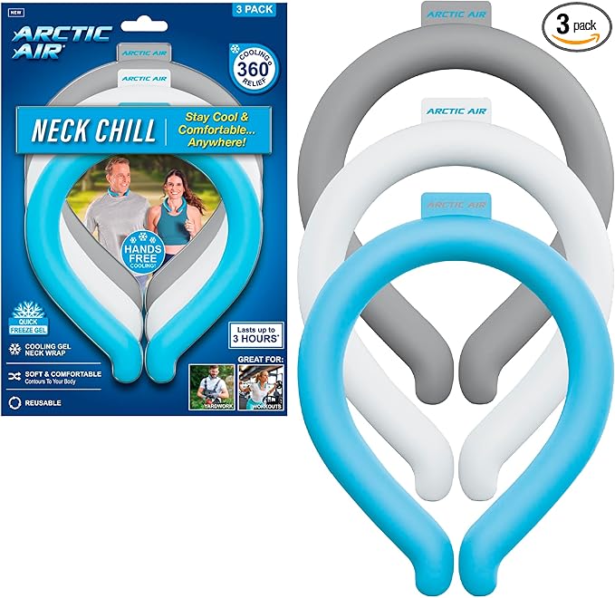 Arctic Air Neck Chill, Neck Cooling Tube, Hands Free Cooling, Quick Freeze Gel, Wearable Body Coolers for Hot Weather, Reu...