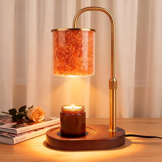 Candle Warmer Lamp with Timer Dimmable, Himalaya Salt & Adjustable Height Candle Warmer Gift for Women, Men, Vintage Candl...