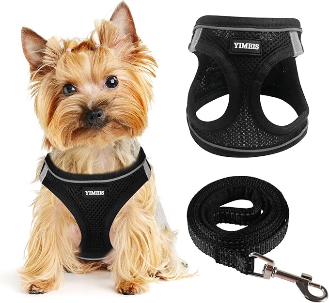 Dog Harness for Small Dogs, Small Dog Harness and Leash Set, Honeycomb Grid, Reflective Lightweight Harness & Anti-Twist P...