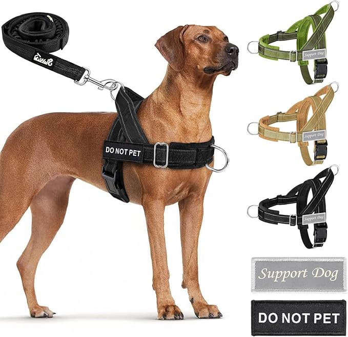 SlowTon No Pull Dog Harness - Heavy Duty Dog Harness and Leash Set for Medium Large Dogs, Reflective Tactical Harness with...
