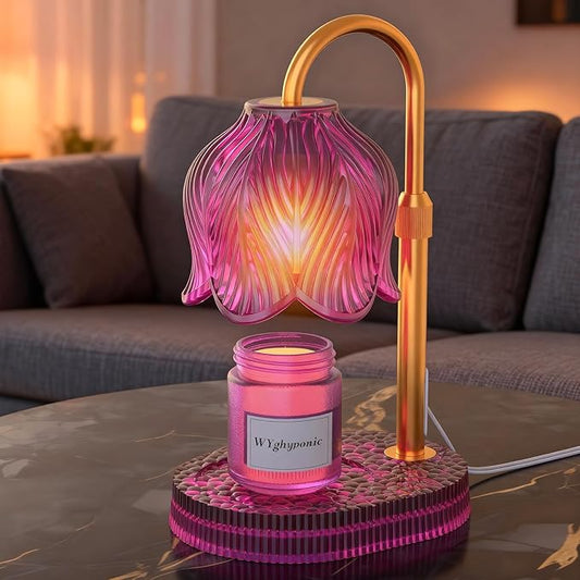 WYghyronic Candle Warmer Lamp with Adjustable Height - Flameless 4-Level Dimmable Wax Warmer, Timer Function & Stylish Des...