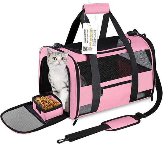 CUSSIOU Cat Carrier Pet Carrier Airline Approved for Small Dogs Medium Cats Puppies 15 Lbs Dog Carrier with Reflective Str...