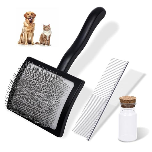 3PCS Slicker Brush for Dogs & Pet Comb,Professional Dog Grooming Brush (Goldendoodles,Poodles,Labradoodles) with Extra Lon...