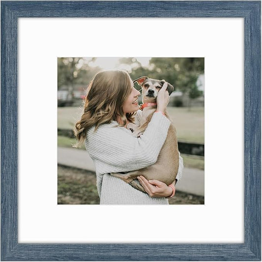 Golden State Art 12x12 Picture Frame with Mat for 8x8 Picture - Engineered Wood Shatter Resistant Plexiglass - Gallery Wal...