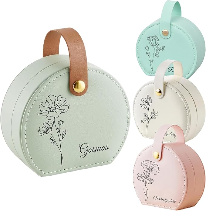 NYLGOXITK Personalized jewelry box with customized name and birth flower shape - Upgradable LED lights + mirror version - ...