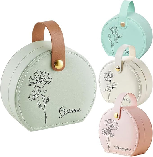 NYLGOXITK Personalized jewelry box with customized name and birth flower shape - Upgradable LED lights + mirror version - ...