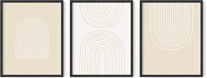 HAUS AND HUES Bohemian Wall Art - Set of 3 Boho Prints, Beige Room Decor Aesthetic, Earth Tone Pictures, Line Drawing, Ter...