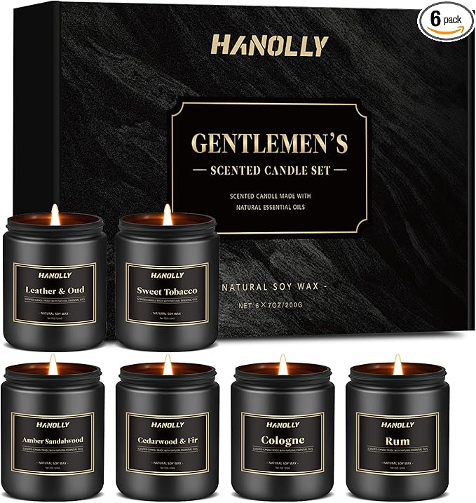 Mens Scented Candle Gift Set, 6 Pack Candles for Men,Gifts for Dad & Father, Soy Candles for Home Scented, 42 oz Long Last...
