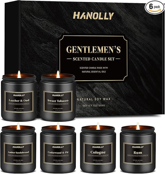 Mens Scented Candle Gift Set, 6 Pack Candles for Men,Gifts for Dad & Father, Soy Candles for Home Scented, 42 oz Long Last...