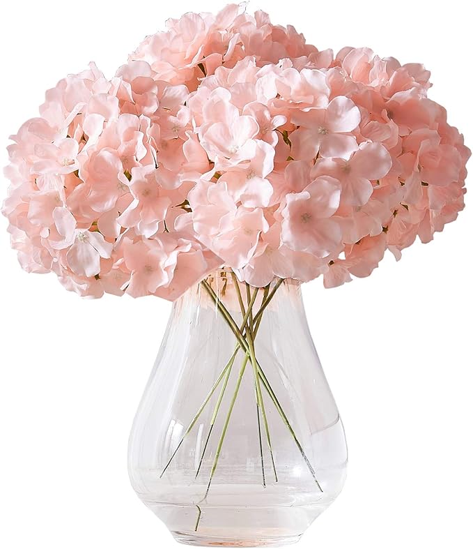 KISLOHUM 10Pcs Artificial Hydrangea Flowers Blush Heads Fake Hydrangea Silk Flowers for Wedding Centerpieces Bouquets DIY ...