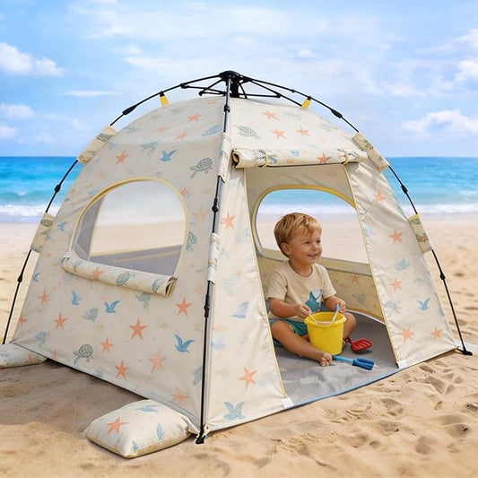 Baby Beach Tent Pop Up Sun Shelter with UPF 50+ UV Protection, Silver-Coated Interior, Breathable Mesh Ventilation, Easy S...