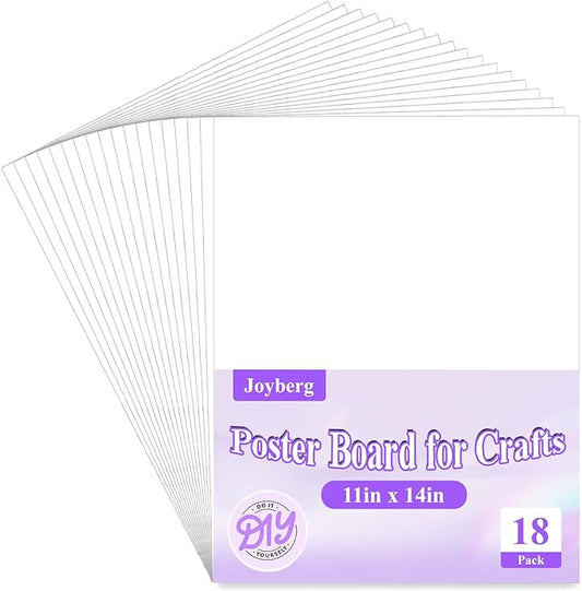 Joyberg 18Pack Poster Board, 11in x 14in White Poster Boards, Posterboard, Poster Board Paper for Crafts, DIY, Drawing