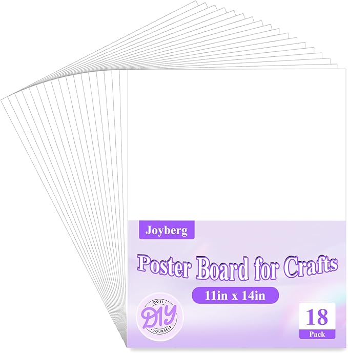 Joyberg 18Pack Poster Board, 11in x 14in White Poster Boards, Posterboard, Poster Board Paper for Crafts, DIY, Drawing