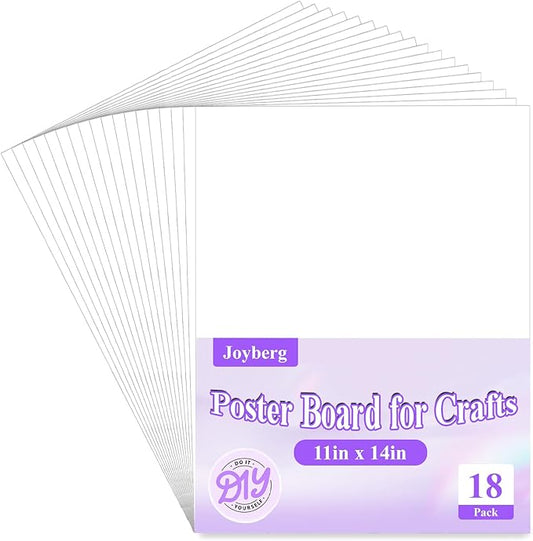 Joyberg 18Pack Poster Board, 11in x 14in White Poster Boards, Posterboard, Poster Board Paper for Crafts, DIY, Drawing