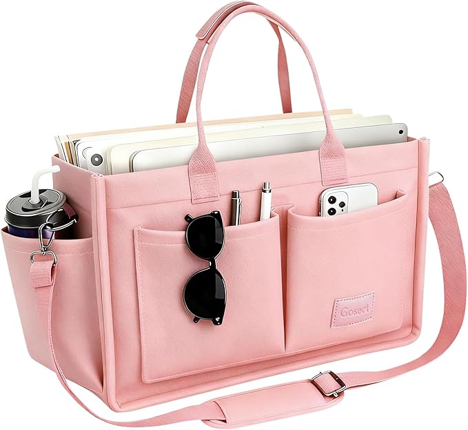 Canvas Tote Bag for Women With Pockets, Laptop Work Crossbody Purses Everything Shoulder Tote Bag Everyday Satchel Handbags
