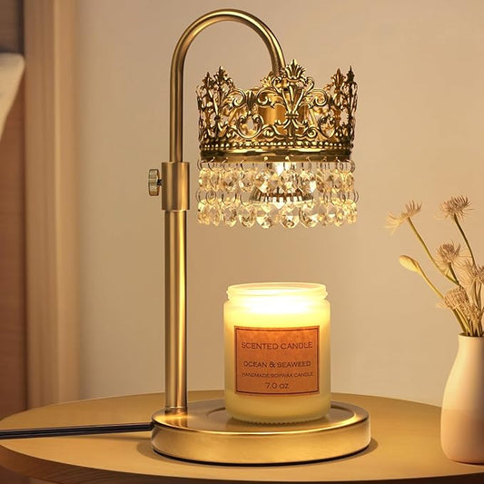 DMBOSS Candle Warmer Lamp with Timer Dimmer Adjustable Height with 2 Bulbs Crystal Candle Lamp Elegant Home Decor for Vale...