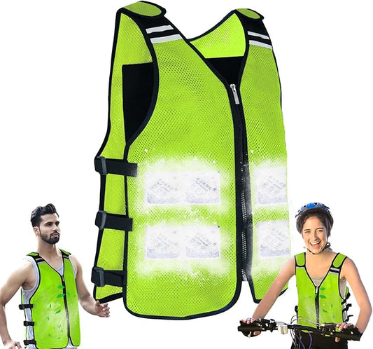 Cooling Vest for Men&Women, Reflective Ice Vest with 32 PCS Ice Packs, Cool Jacket for Hot Weather Summer Workout