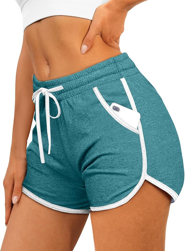 Aloodor Womens Athletic Shorts Running Dolphin Shorts with Pockets and Drawstring