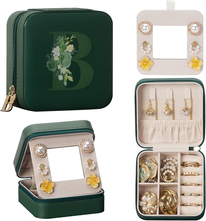 Enthralite Travel Jewelry Box for Gift: Traveling Jewelry Case for Girls Women - Mini Organizer for Necklaces Earrings Gre...