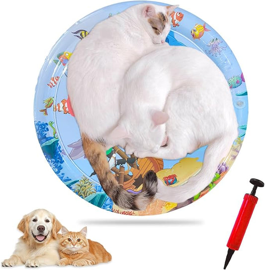 marhook Cat Water Mat Upgrade Thickened, Ocean-Themed Pet Cooling Mat for Indoort Cats, Scratch-Resistant Cat Cold Pad