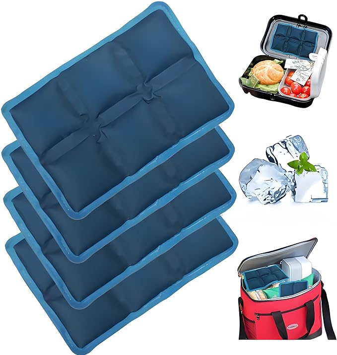aadsioahd 4pcs Ice Packs for Lunch Boxes & Coolers - Reusable,Lightweight Cooler Ice Pack for Food Freshness, Drinks Freez...