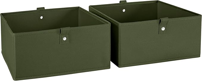 RiverRidge Kids 2pc Folding Storage Bins Set - 10.5” Bin Organizer with Handles - Olive Closet Organizer and Storage for T...