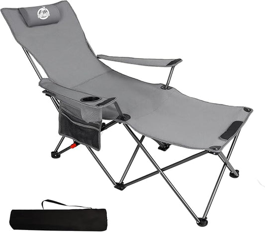 Northroad Foldable Camping Chair w/Foot Rest, Outdoor 6 Legged Beach Chair w/Footrest, Adjustable 90°- 135° Reclining Loun...