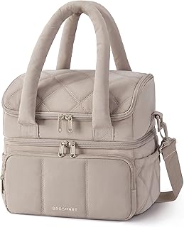 BAGSMART Lunch Bag Women, Double Deck Insulated Lunch Box, Quilted Puffer Lunch Tote, Leakproof, Durable & Reusable Large ...