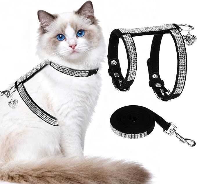 EXPAWLORER Cat Harness and Leash Set - Escape Proof Adjustable Cat Harness, H-shped Comfortable Soft Lightweight Kitten Ha...