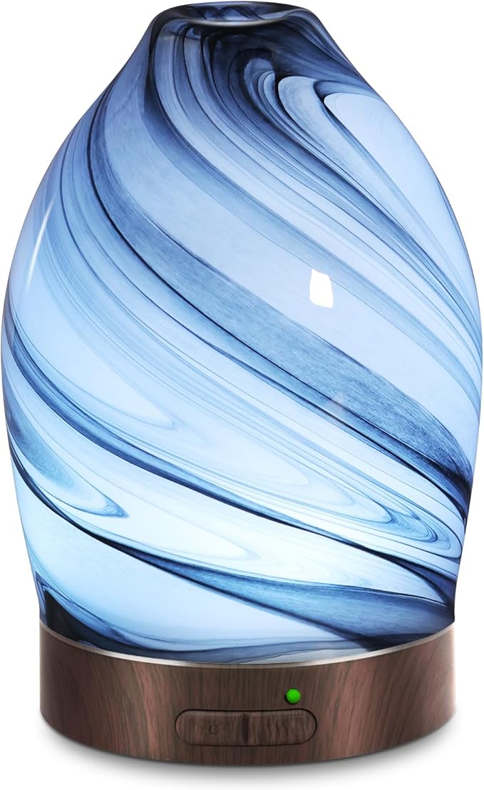 Essential Oil Diffuser Aromatherapy Diffuser -150ml Art Glass Aroma Diffuser for Home Ultrasonic Diffuser with Auto Shut-O...