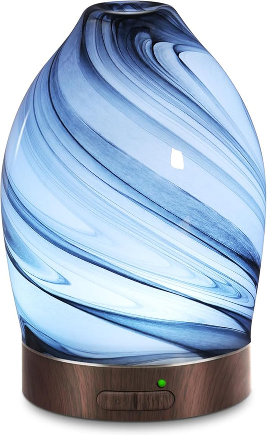 Essential Oil Diffuser Aromatherapy Diffuser -150ml Art Glass Aroma Diffuser for Home Ultrasonic Diffuser with Auto Shut-O...