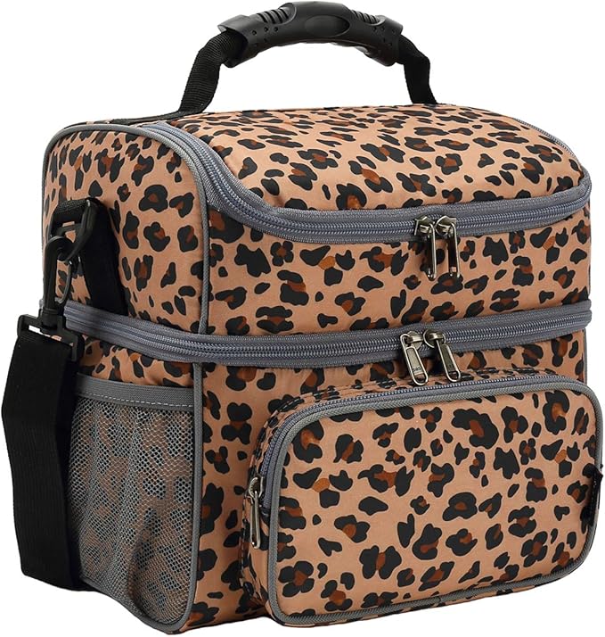 FlowFly Double Layer Cooler Insulated Lunch Bag Adult Lunch Box Large Tote Bag for Men, Women, With Adjustable Strap,Front...