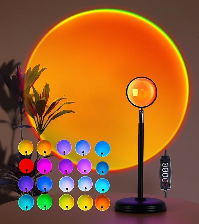 AIHYING Sunset Lamp Projector,Multicolor Changing Night Light 360 Degree Rotation Rainbow Led Sun Lamp for Photography Bac...