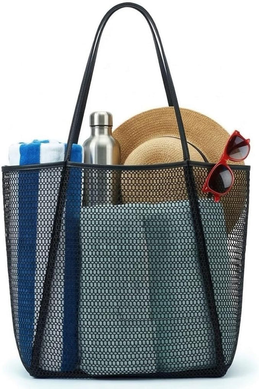 Rave Envy Beach Tote Bag for Women – Waterproof Mesh Tote Bag, Large Capacity Sandproof Beach Bags for Travel