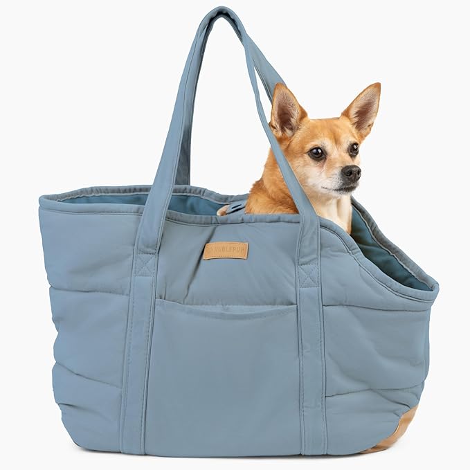 NoblePup Plush Dog Purse Carrier for Small Dogs, Soft Dog Tote Bag with Safety Harness Clip, Cozy Pet Carrier for Dogs Und...