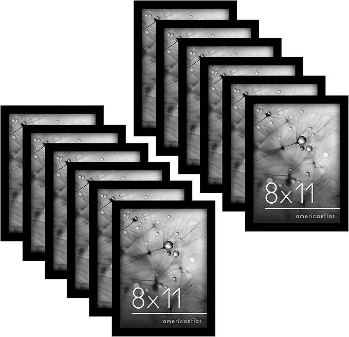 Americanflat 8x11 Picture Frame with Polished Plexiglass - Set of 12 - Signature Collection - Picture Frames with Engineer...
