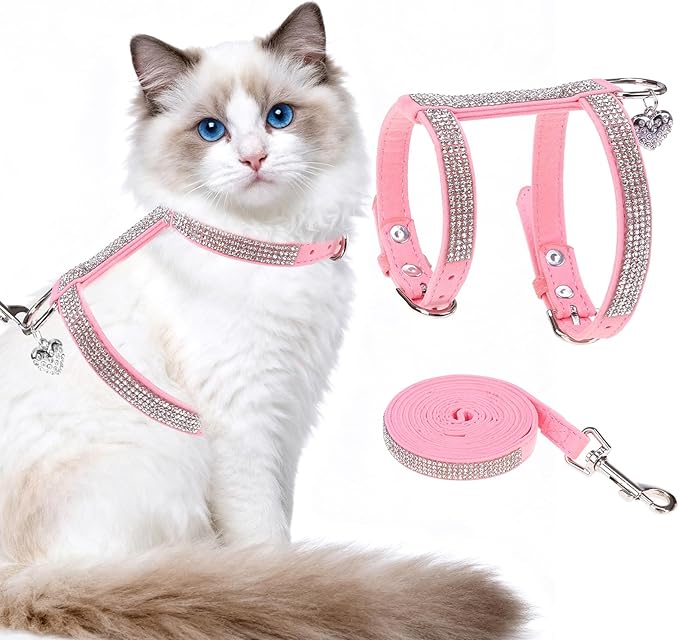 EXPAWLORER Cat Harness and Leash Set - Escape Proof Adjustable Cat Harness, H-shped Comfortable Soft Lightweight Kitten Ha...