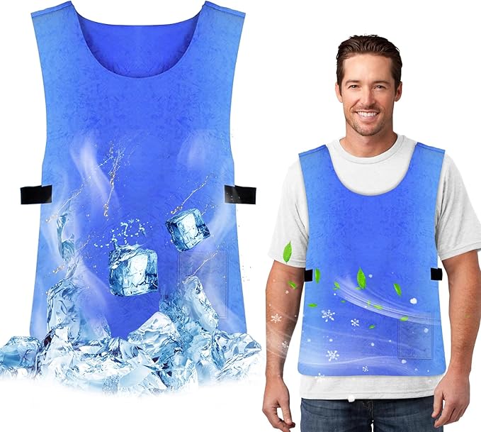 DWSFADA Ice Cooling Vest for Men Women, Reusable Adjustable Cold Coat Fabric Sport Cool Vest Body for Cycling, Running Out...