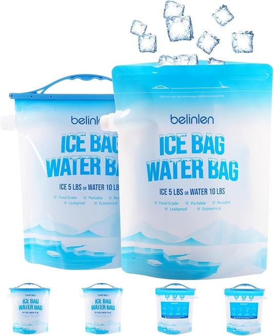 6 Pack Reusable Ice Bags & Ice Packs for Cooler, Long Lasting Freezer Packs - Available in 5lb/10lb Ice Cube Bags with Sea...