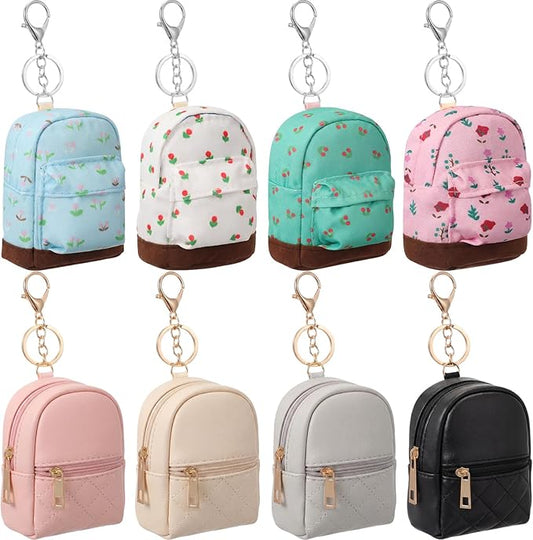 Hsei 8 Pcs Mini Backpack Keychain Coin Purse Tiny Key Chain Cute Cosmetic Bag Small Wallets Mini Valentines Gifts for Wome...