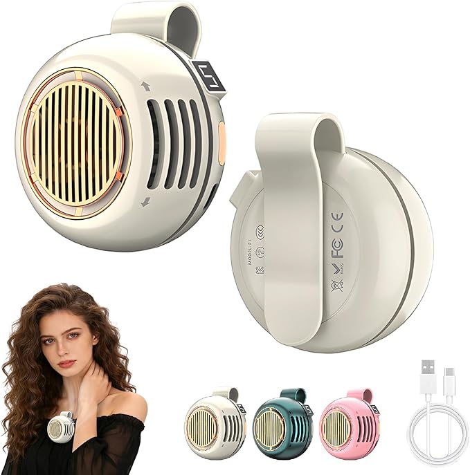Portable Silent Mini Bladeless Fan Clip On, 5 Speeds 360° Rotatable Clip on Fan for Shirt & Waist, USB Rechargeable Small ...