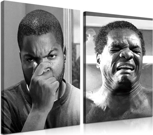 Framed Funny Bathroom Canvas Wall Art Set of 2 - Black and White Vintage Comedy Movies Posters, Funny Toilet Humour Smell ...