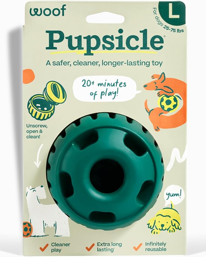 WOOF Pupsicle - Long-Lasting Interactive Dog Ball Toy to Keep Your Pup Busy and Distracted - Safe for Dogs - Low-Mess Desi...