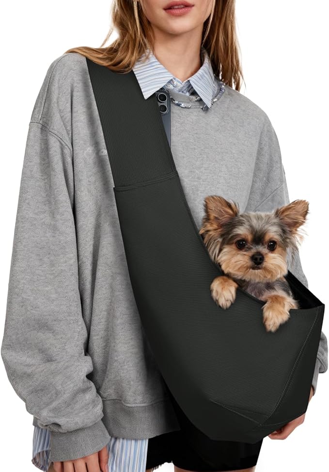 YUDODO Fashion Dog Sling Carrier for Small Dogs Lightweight Crossbody Pet Bag with Safety Strap, Pocket Storage, Machine W...